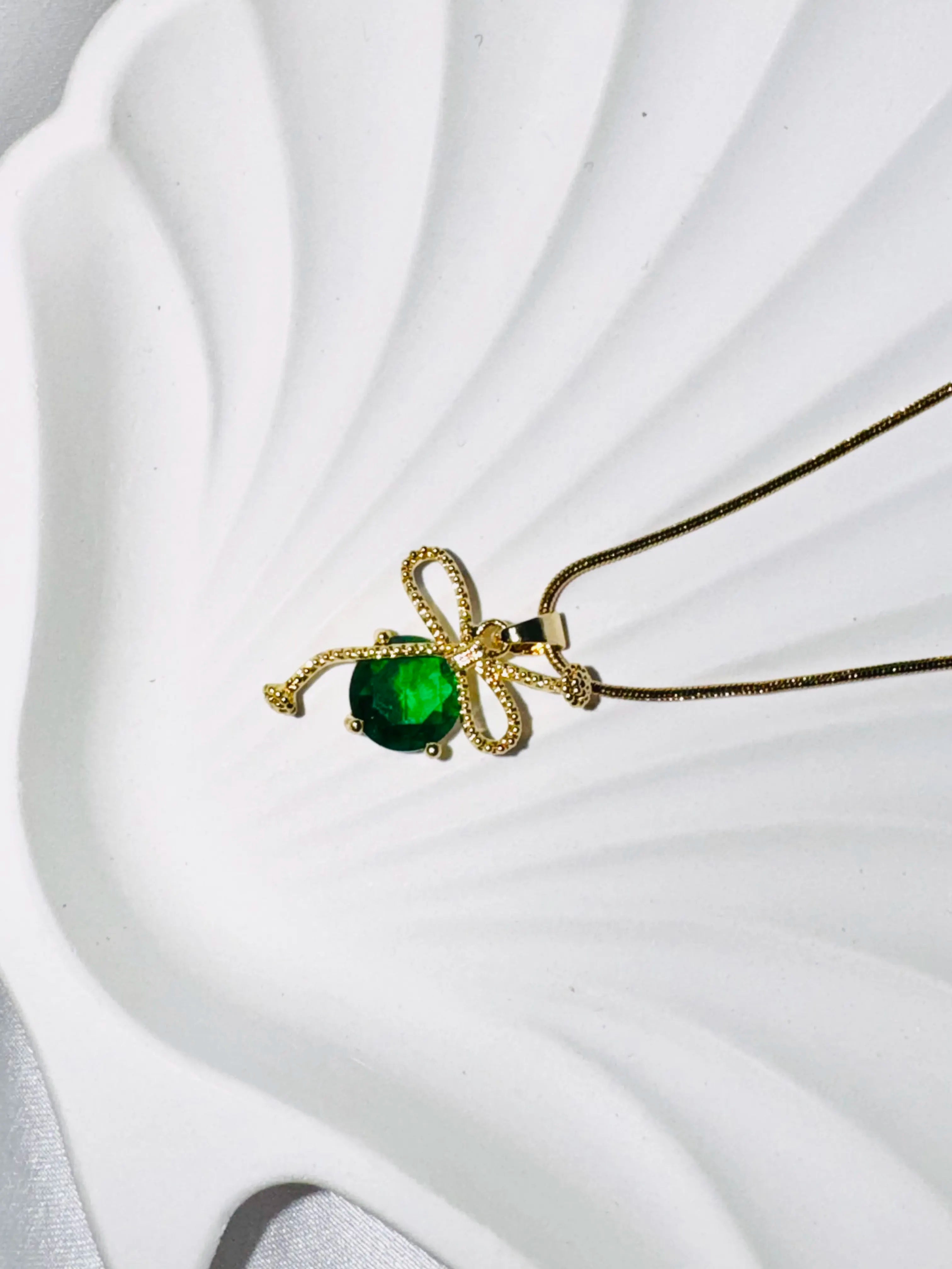 Emerald Bow Necklace