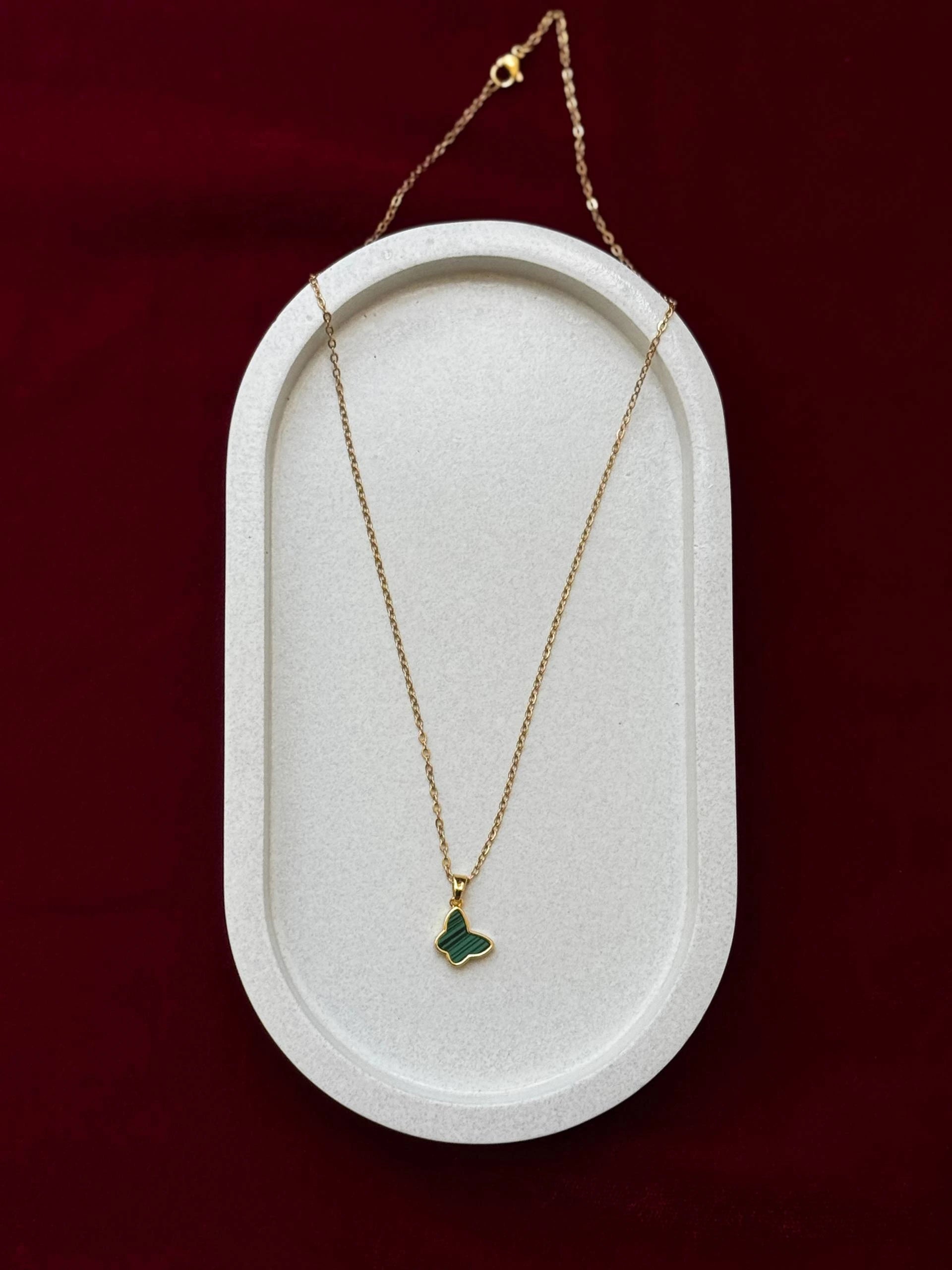 Minimal Green Butterfly Pendant Necklace