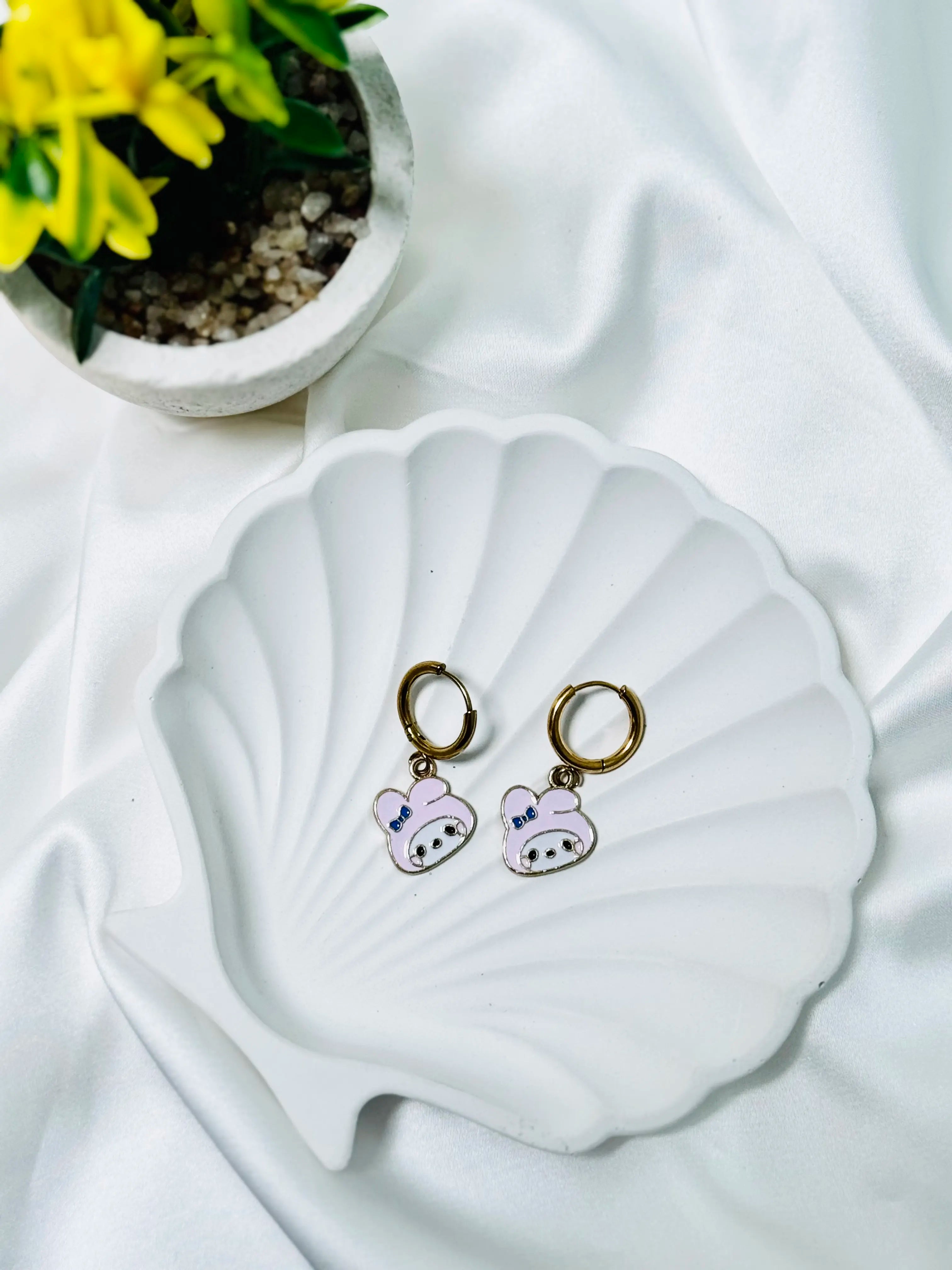 Bunny Charm Hoops