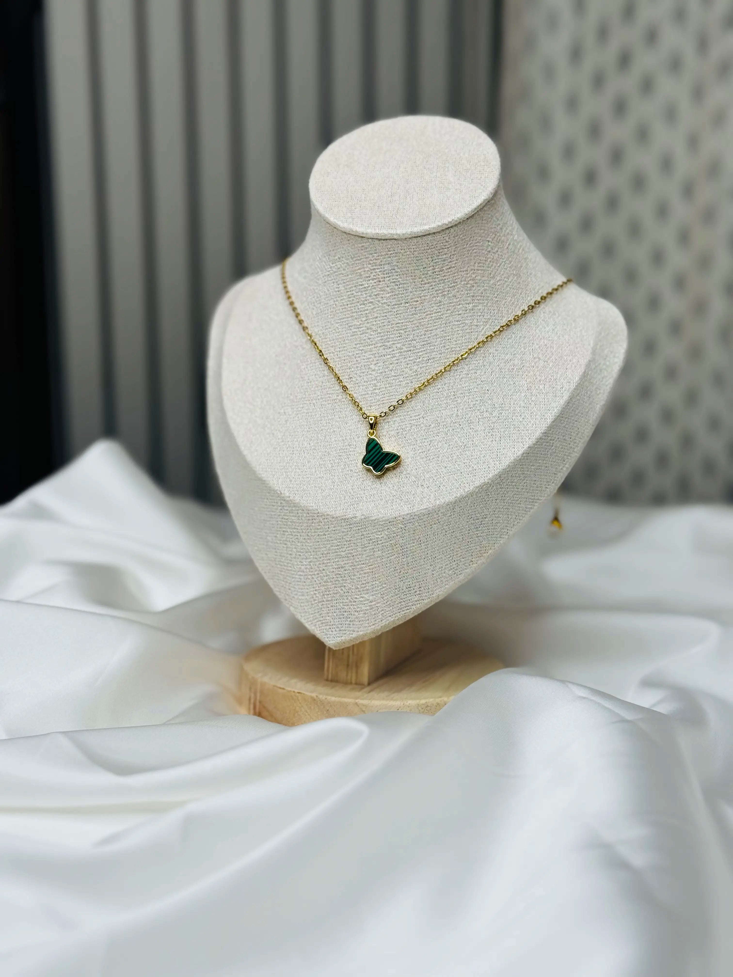 Minimal Green Butterfly Pendant Necklace