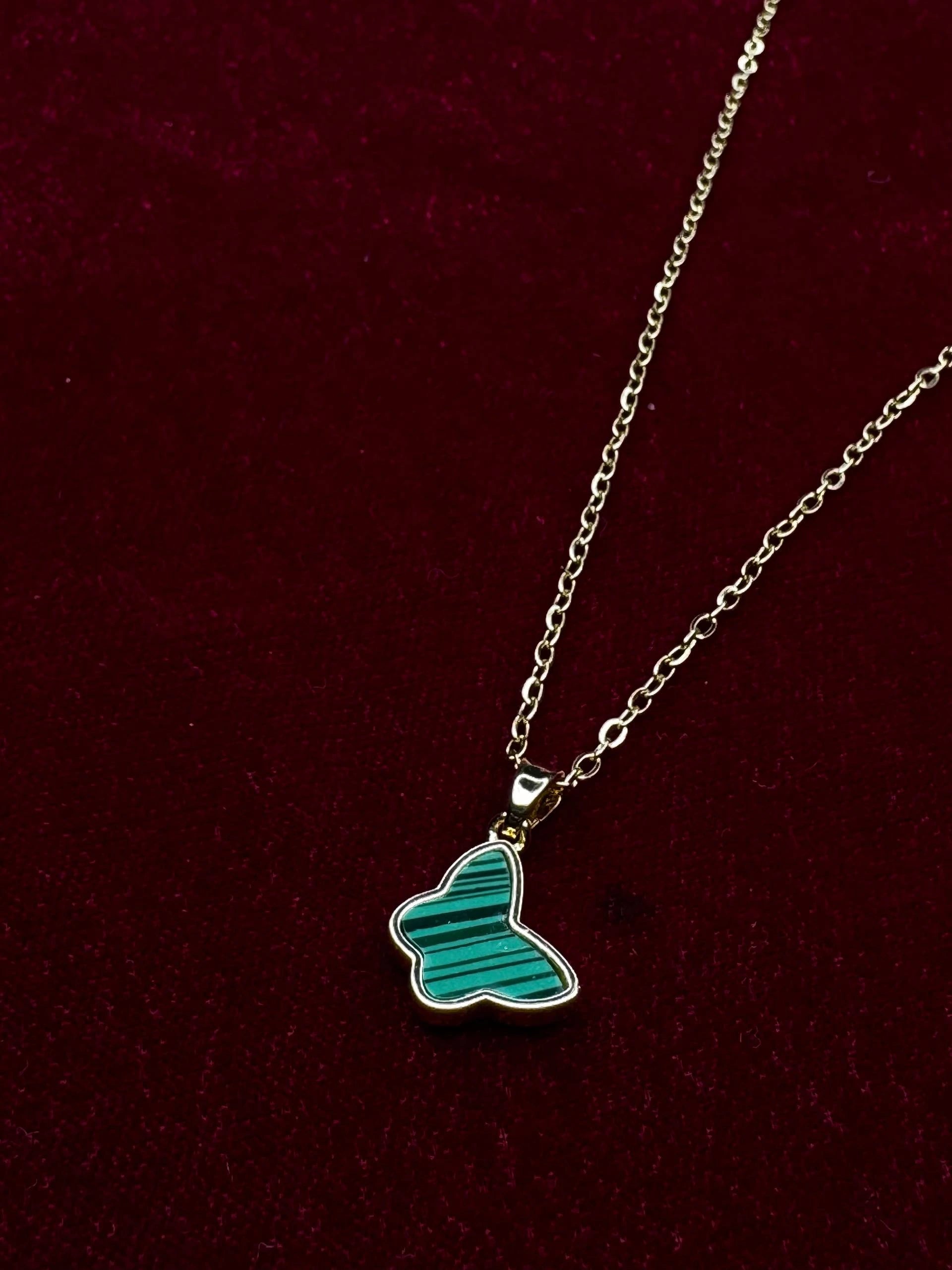 Minimal Green Butterfly Pendant Necklace